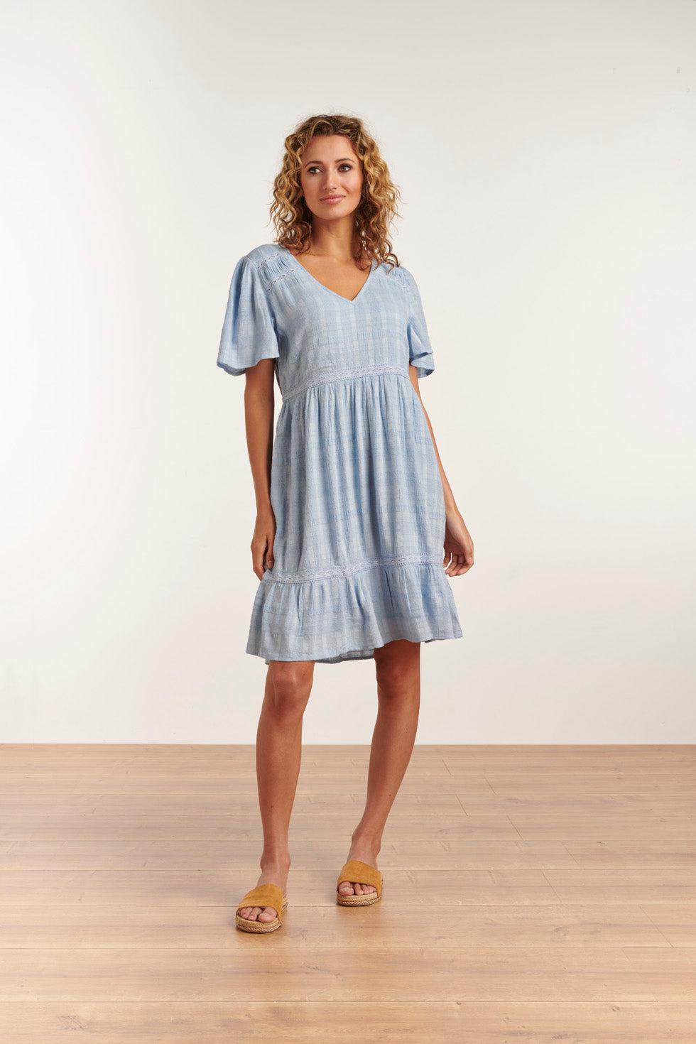 Smashed Lemon Summer Dress In Light Blue Color