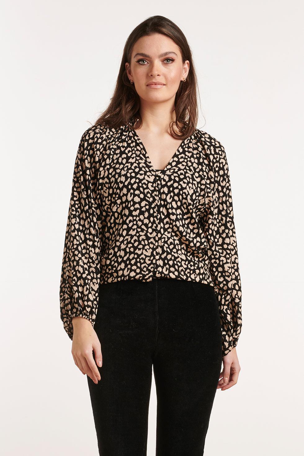 22546 Rayon Lange Mouwen Top Dierenprint