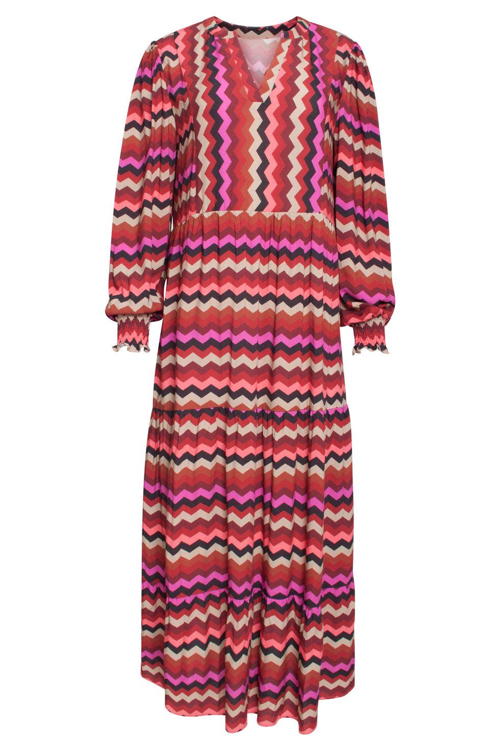 22655 Maxi Jurk Zigzag Print Ecovero