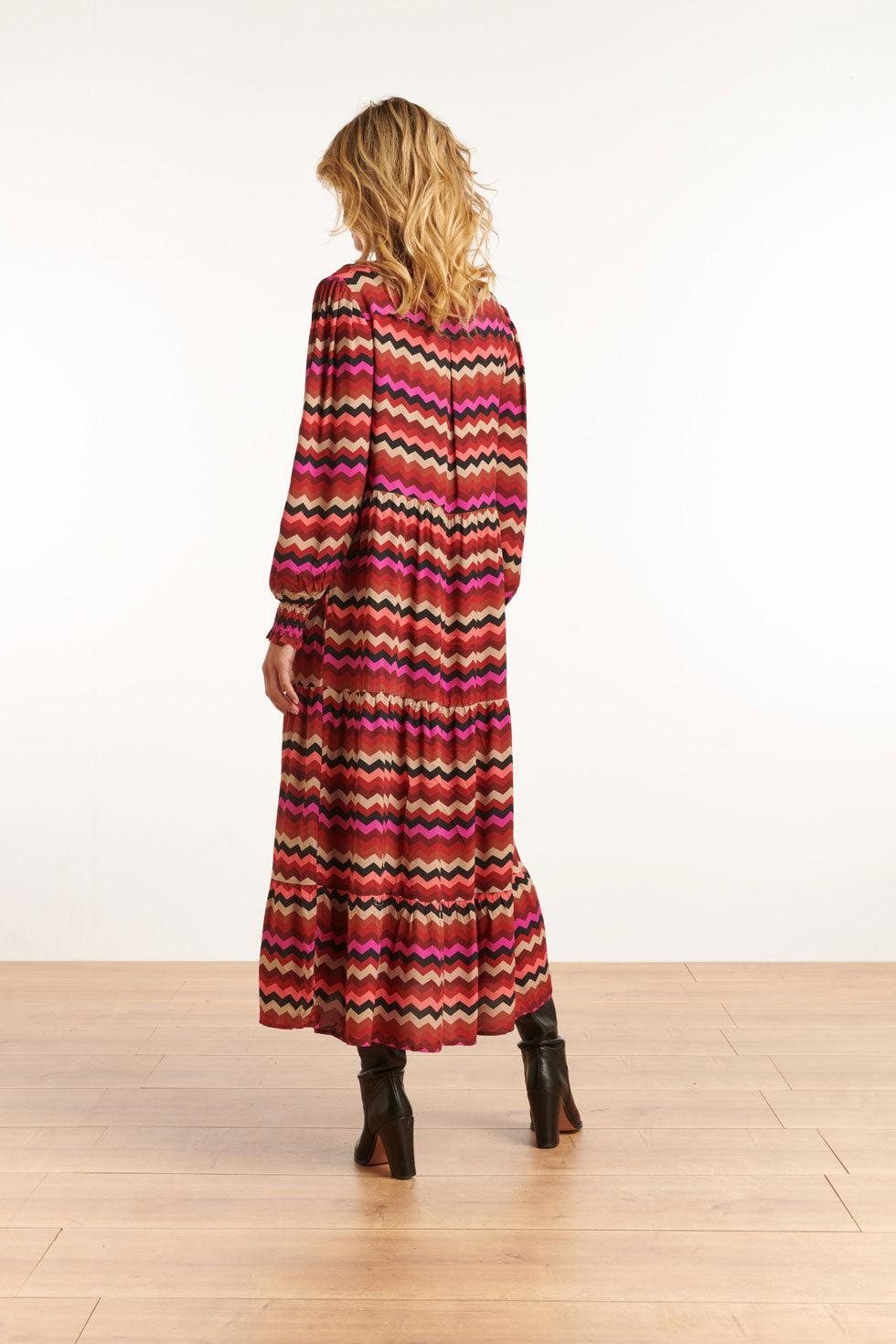 22655 Maxi Jurk Zigzag Print Ecovero