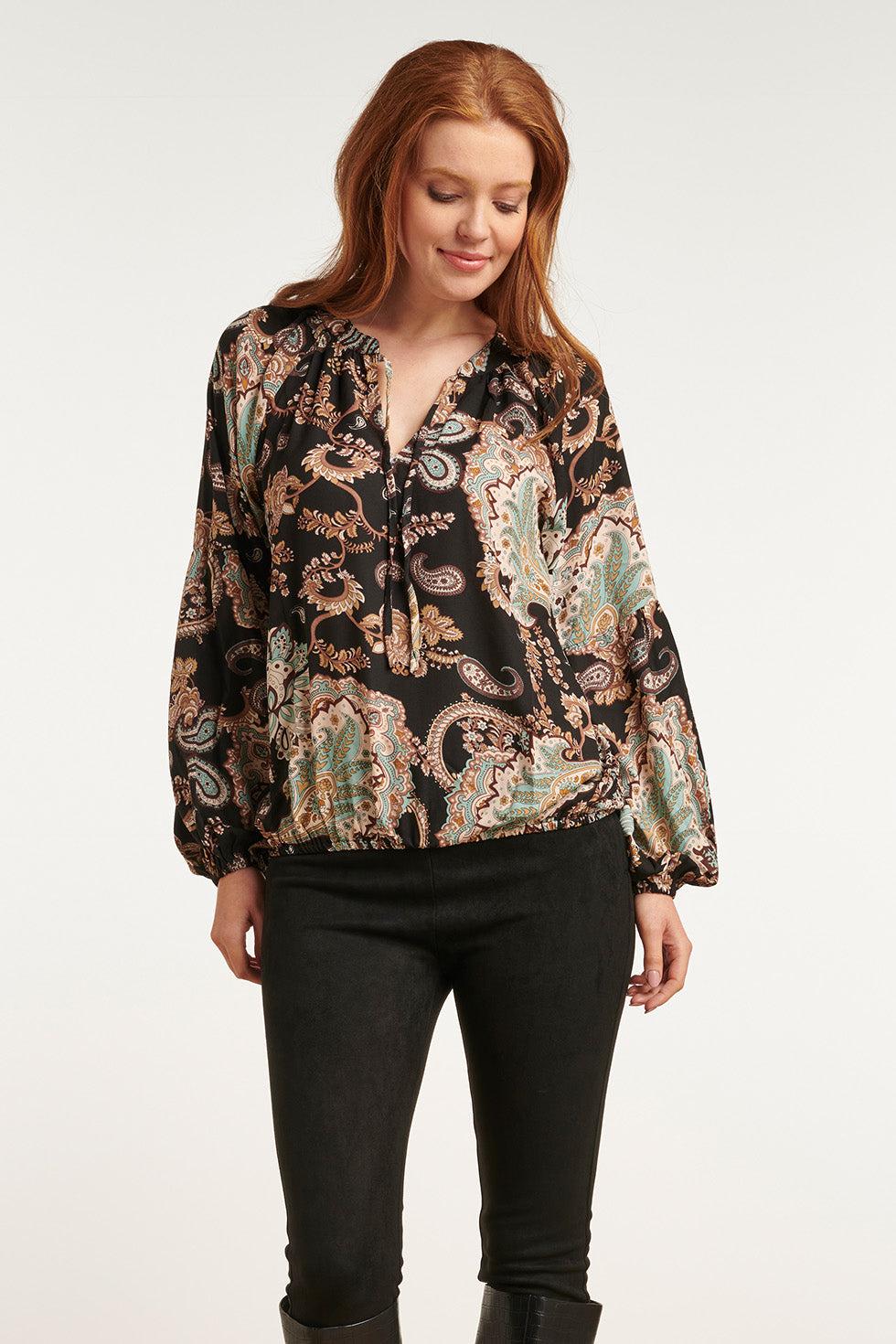 22721 Top Lange Pofmouwen Paisley Print