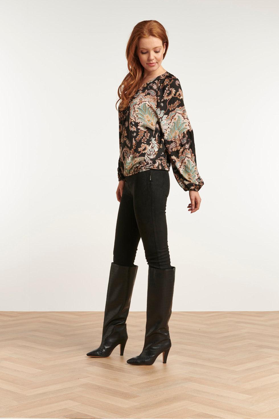 22721 Top Lange Pofmouwen Paisley Print