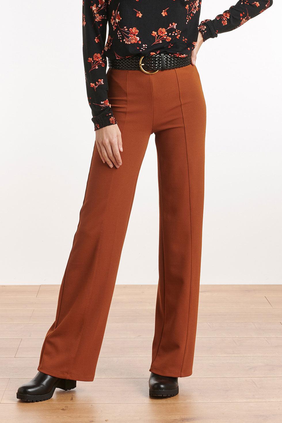 22734 Stretch Broek Wijde Pijp Bruin