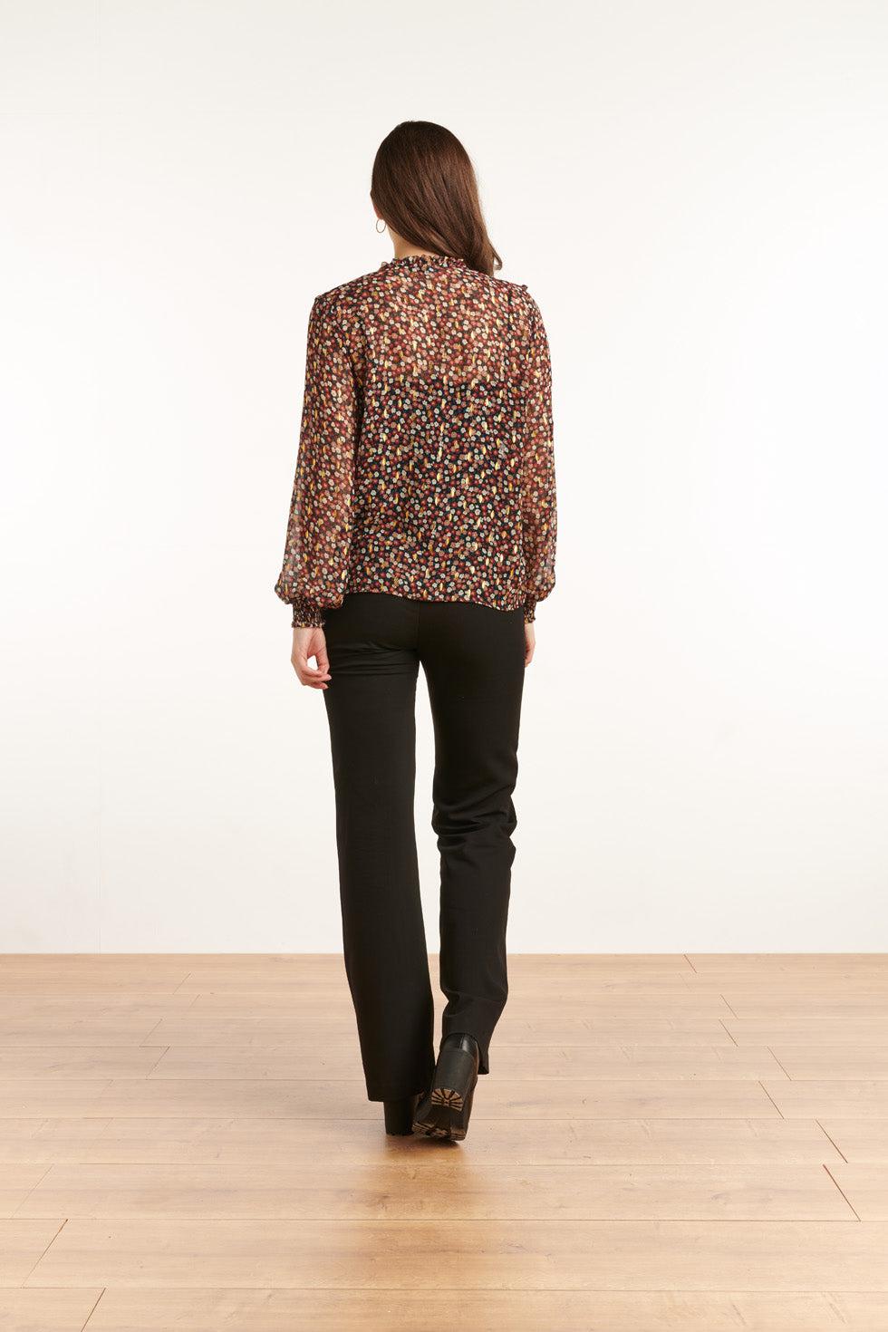 22823 Lange Mouwen Top Met Bloemenprint En Folie