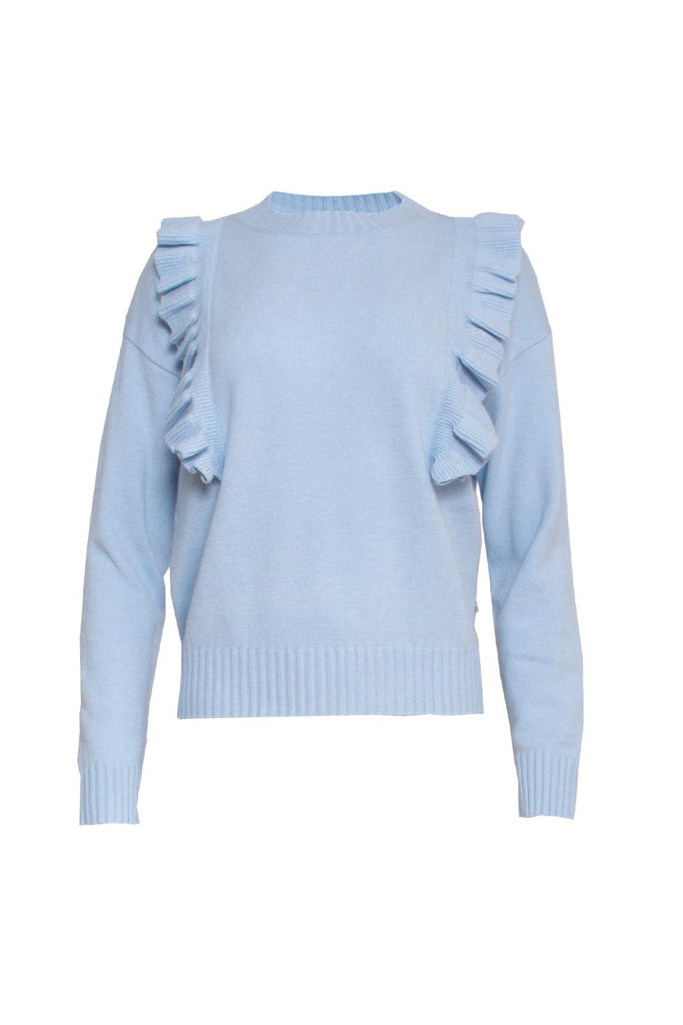 22861 Trui Met Ruffle In Licht Blauw