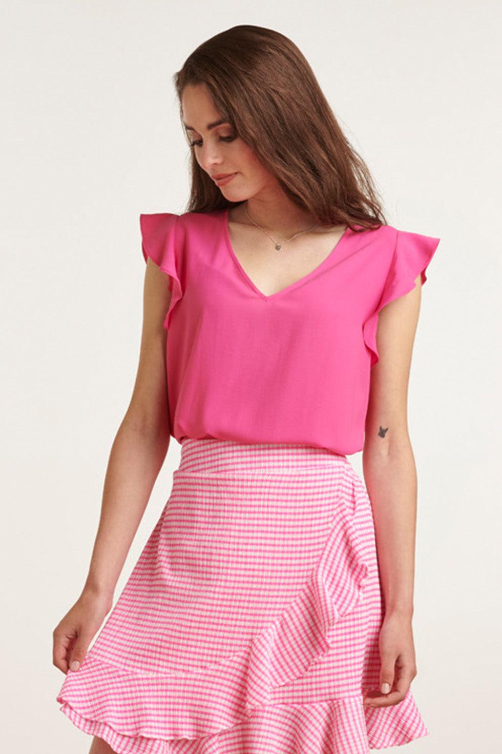 Top met ruffle mouw sale