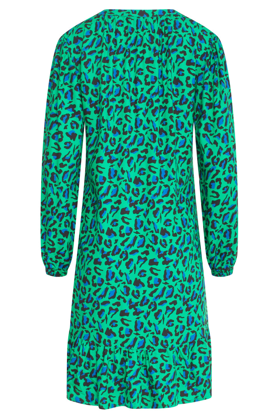 23560 Winter Jurk Losvallend Jurk Met Levendige Groen En Blauw Animal Print