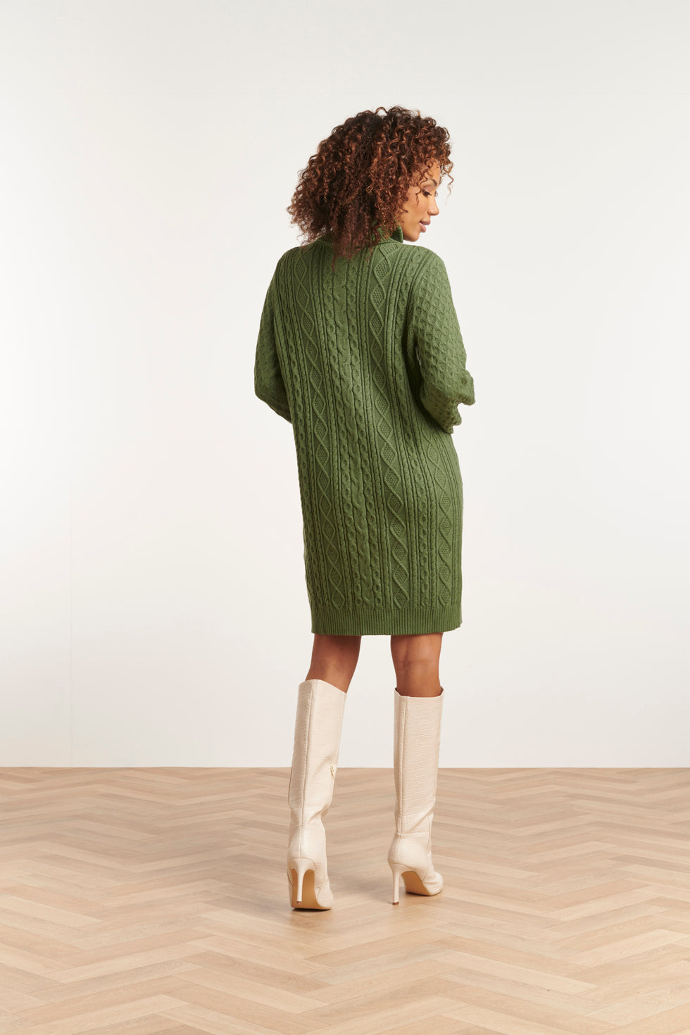 Smashed Lemon 23603 Oversized Coltrui Jurk Met Pofmouwen In Army Green