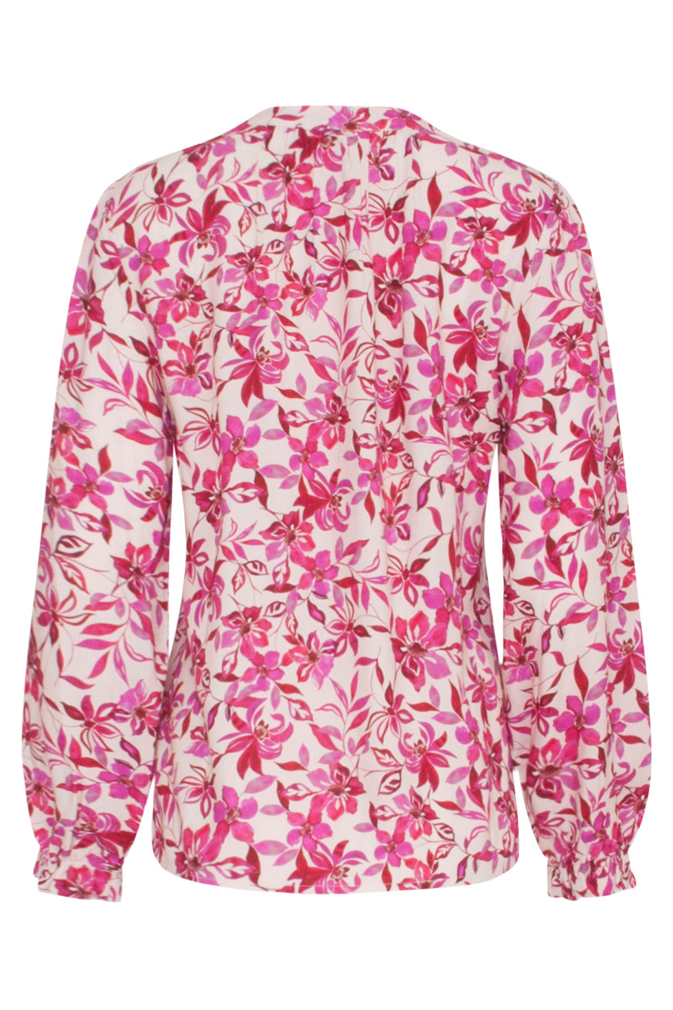 23645 Dames Top Met Rode En Fuchsia Bloemenprint