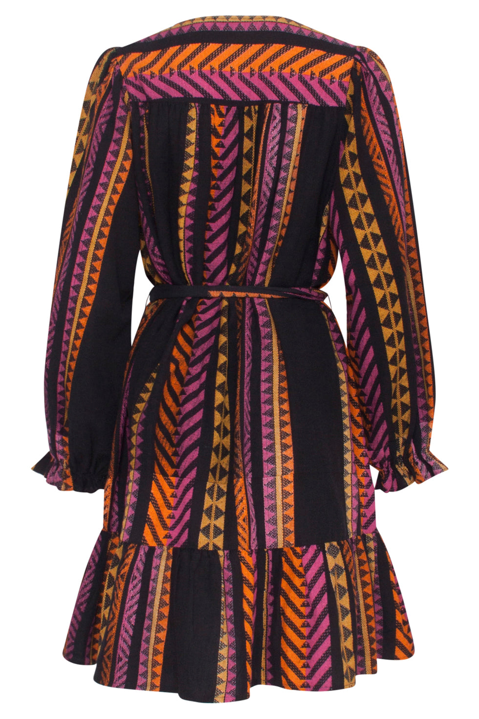 23668 Dames Zwart Jurk Met Aztec Print