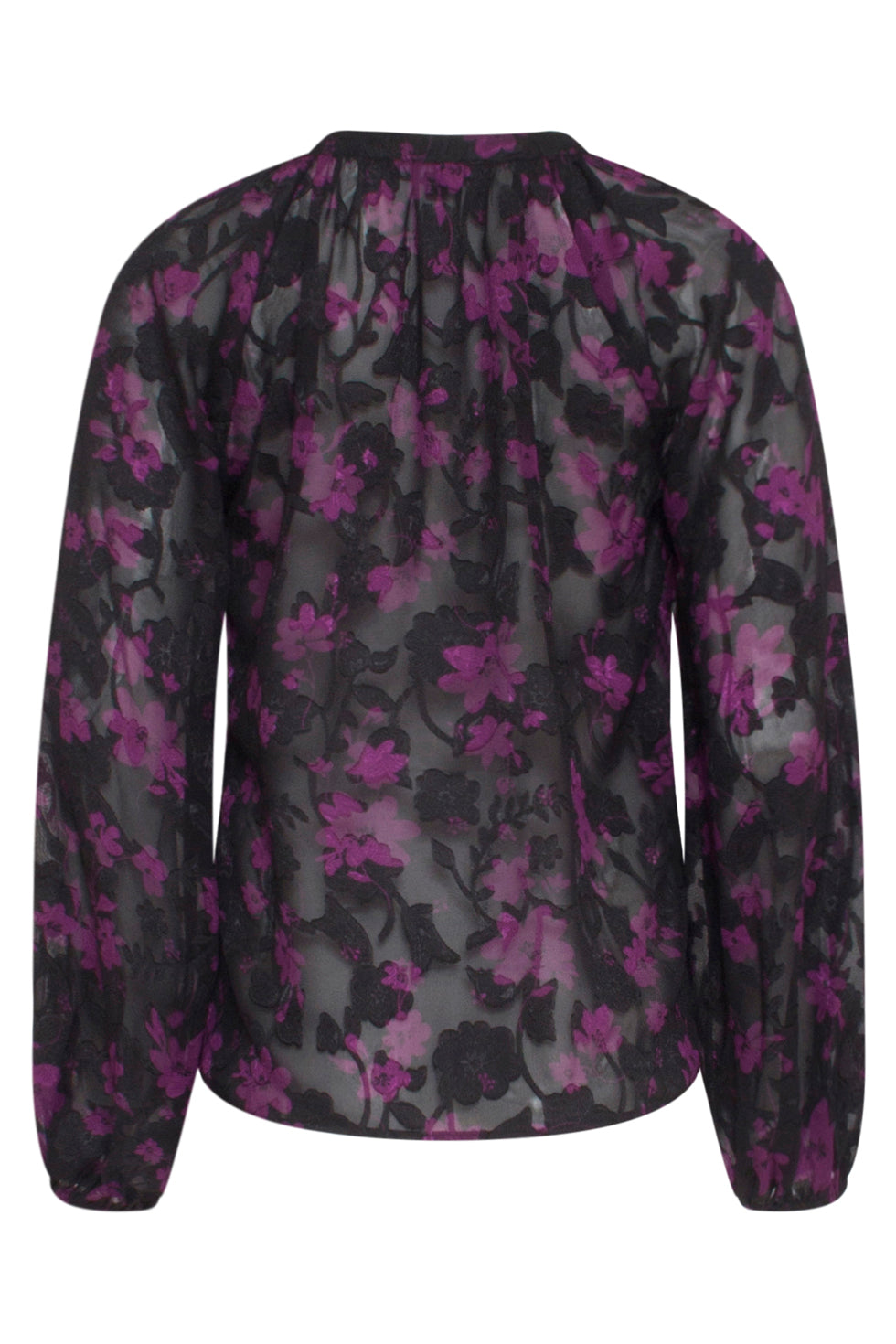 23715-999-380 V-Hals Top Met Bloemenprint In Paars En Zwart