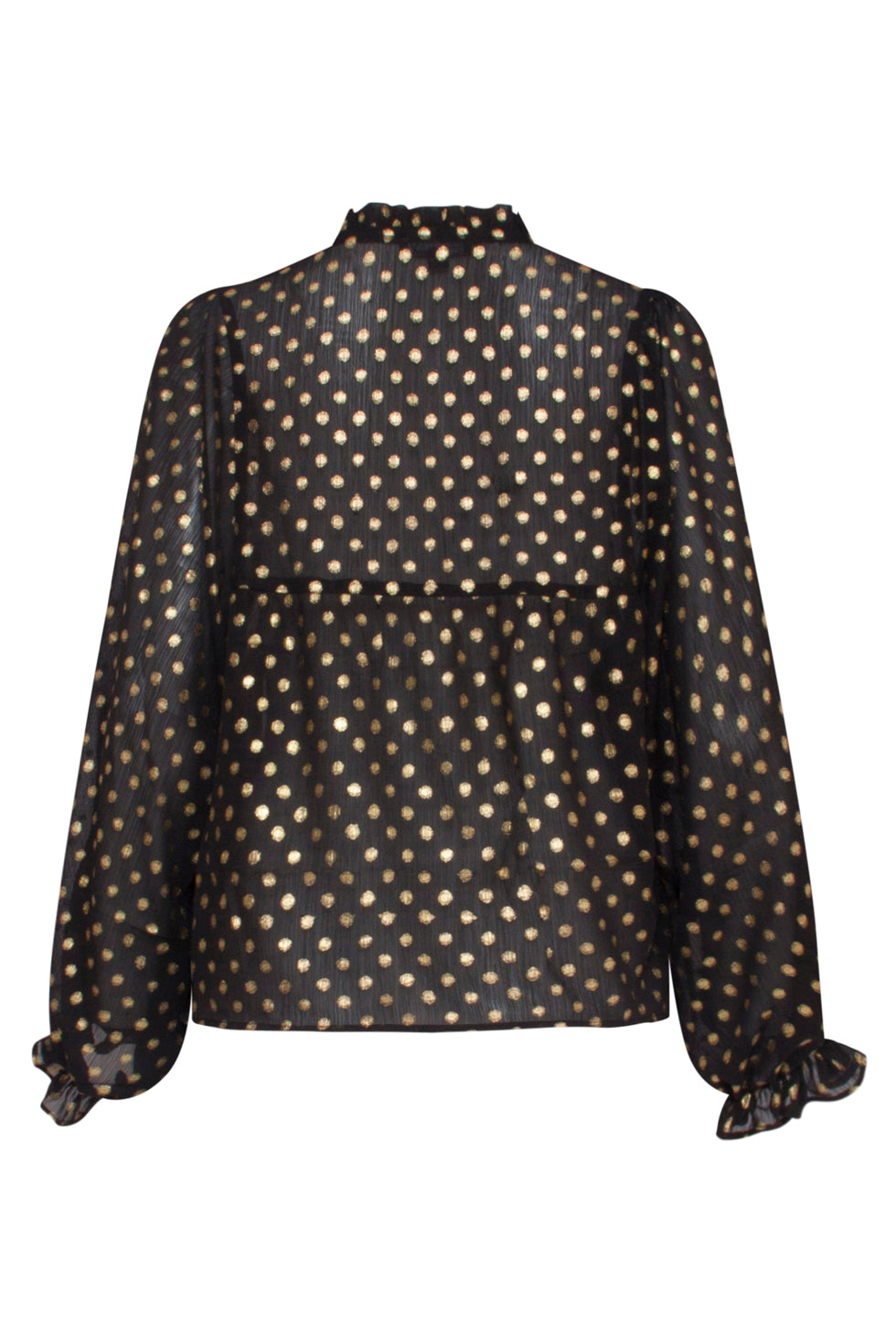 23727-999-025 V-Hals Top Met Stippenprint In Zwart En Goud - 100% Polyester