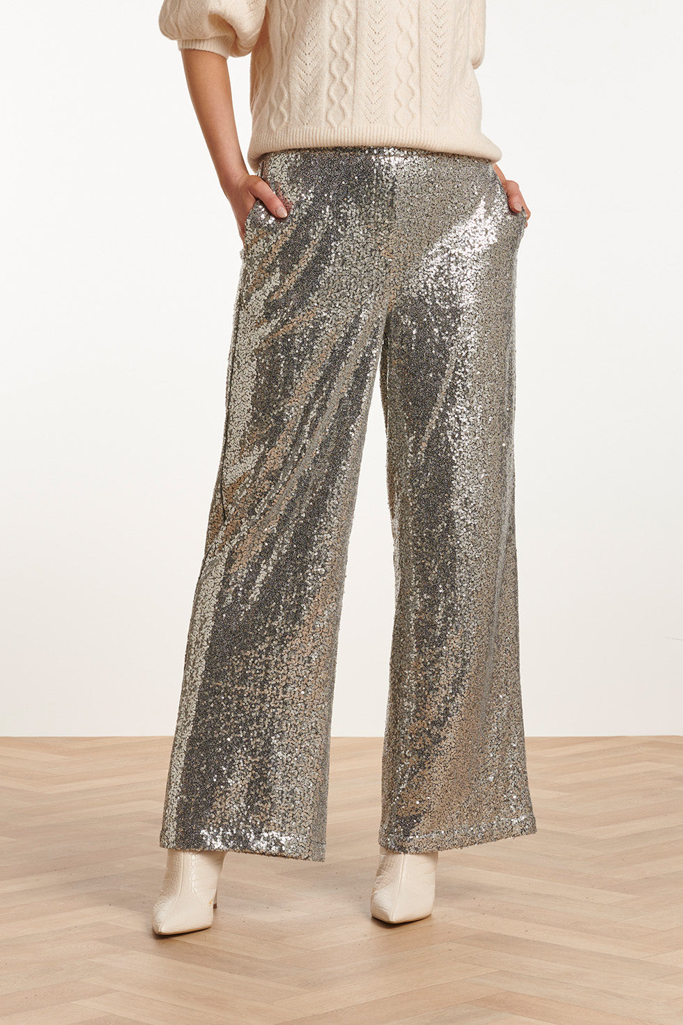 23737-020 Zilveren Glitterbroek Voor Dames