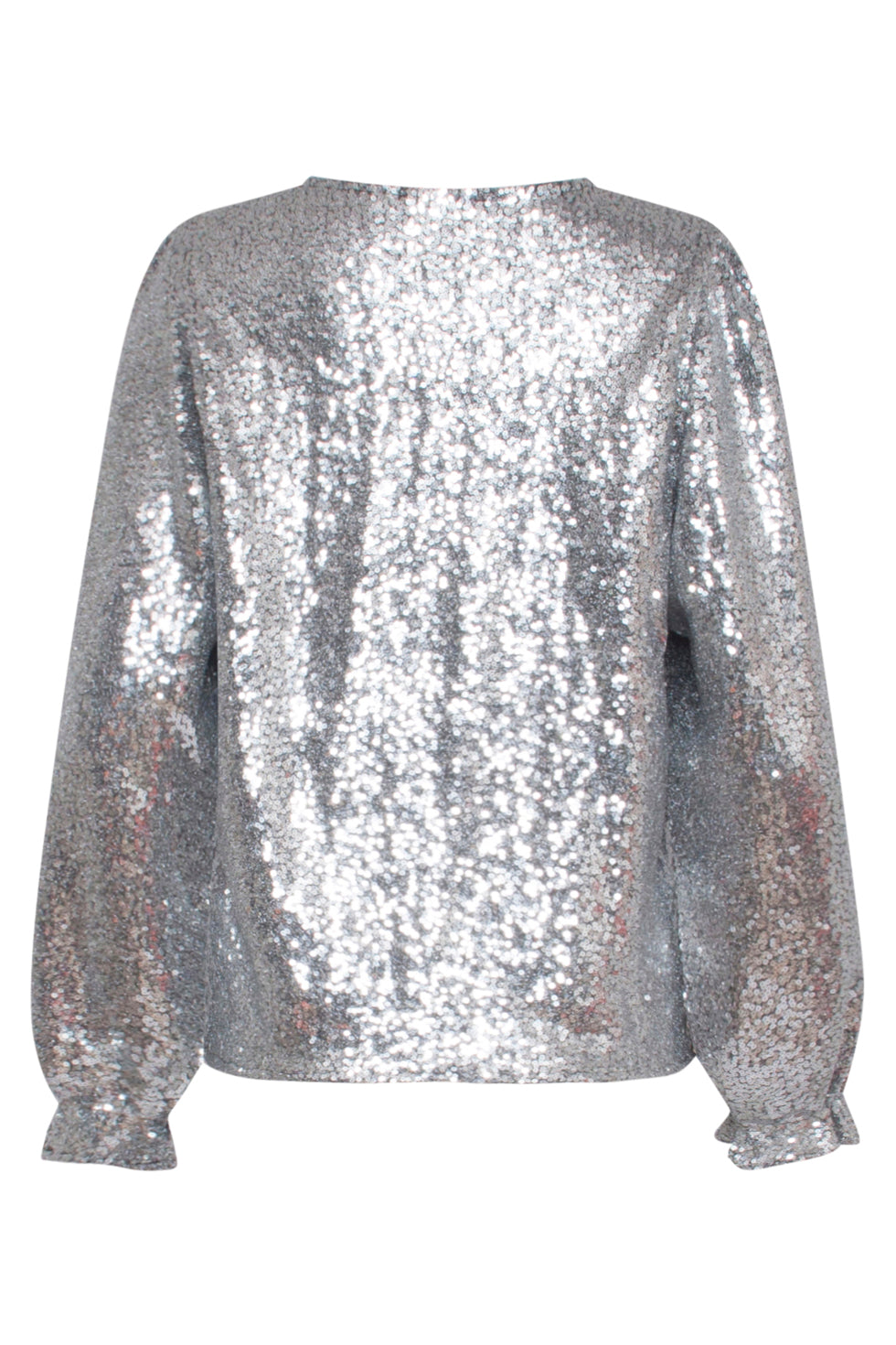 Smashed Lemon 23738-020 Zilveren Glitter V-Hals Top Voor Dames