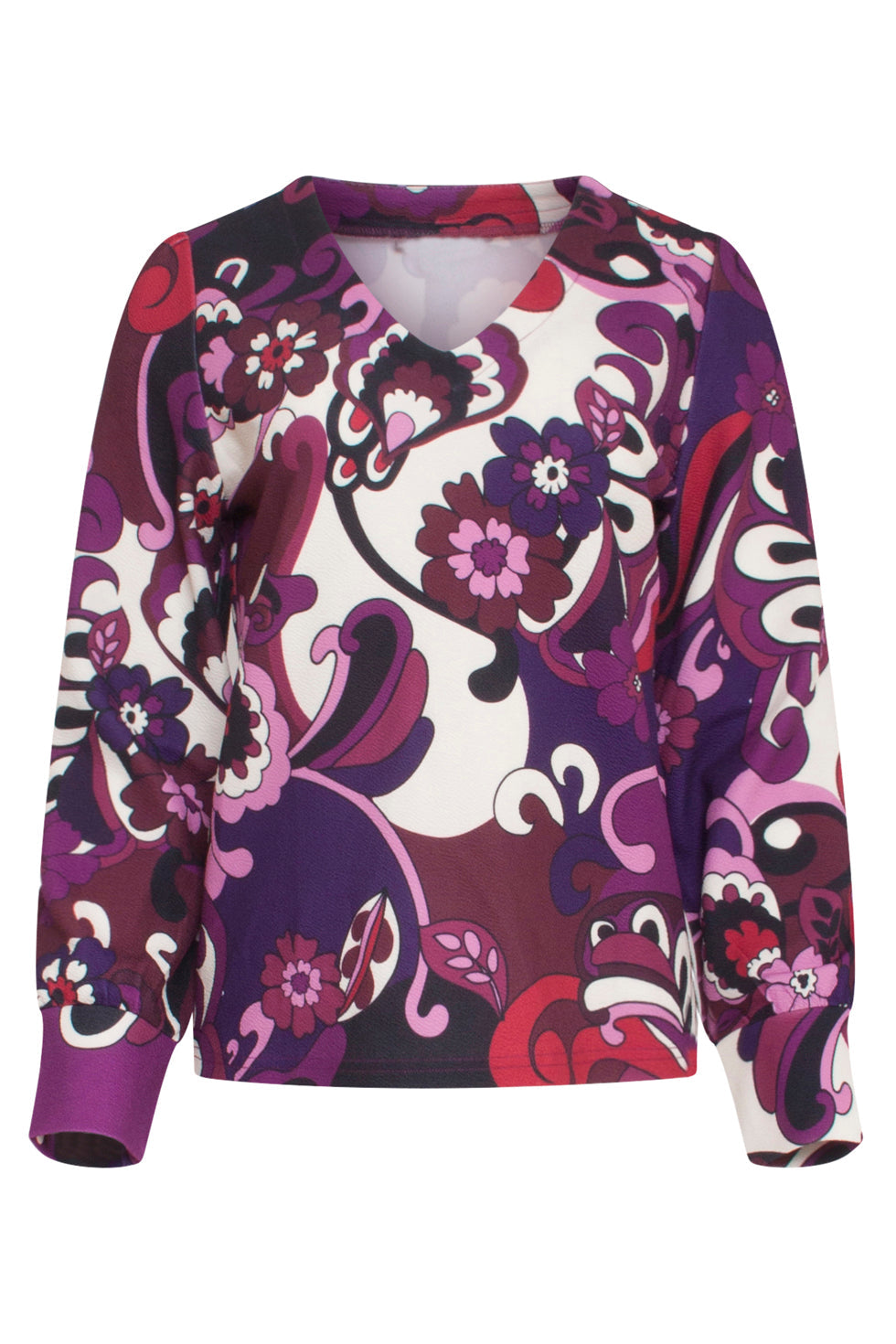 23742-380-998 Multi Kleurige Bloemenprint V-Hals Top Voor Dames