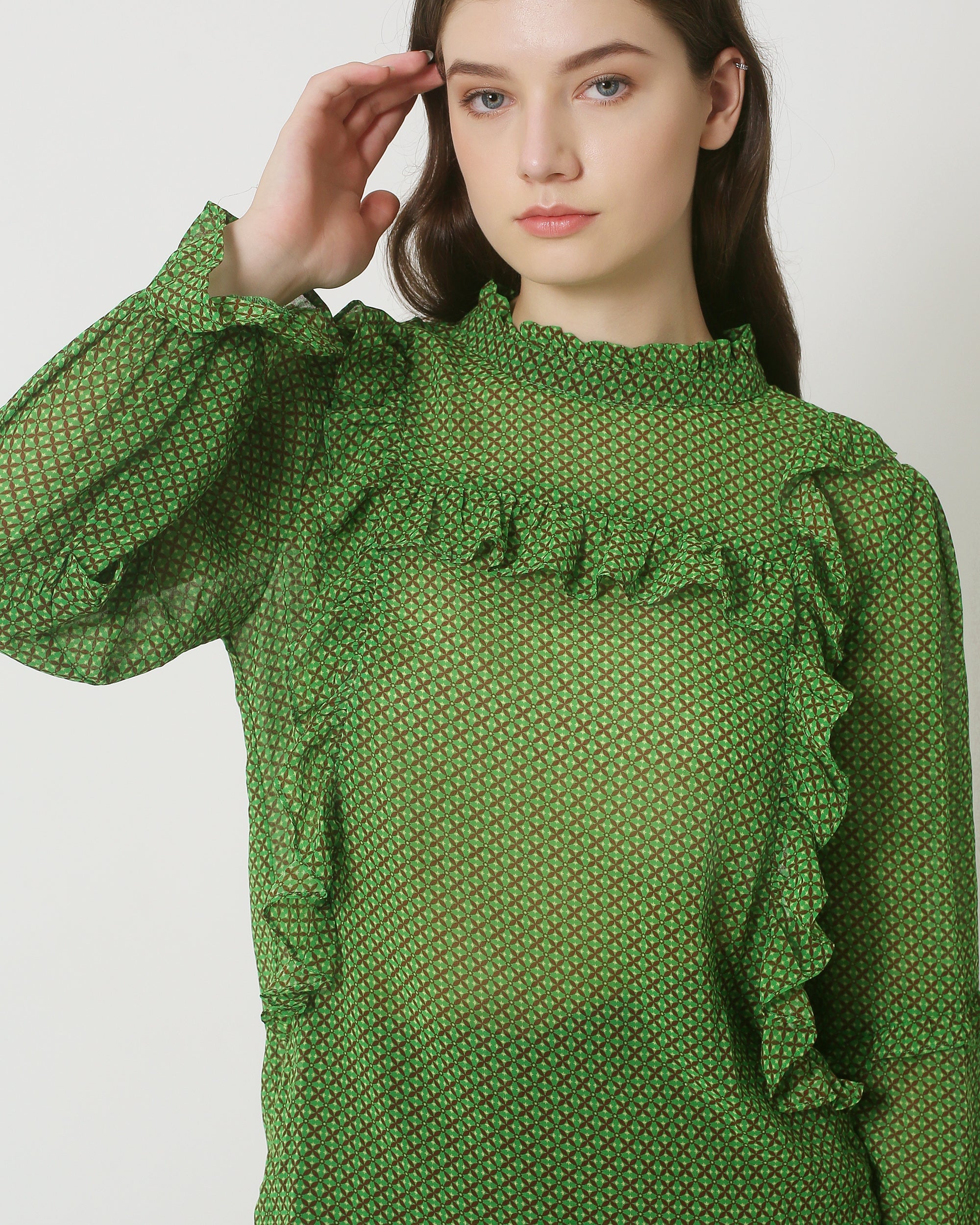 23813 Groene Ruffle Top