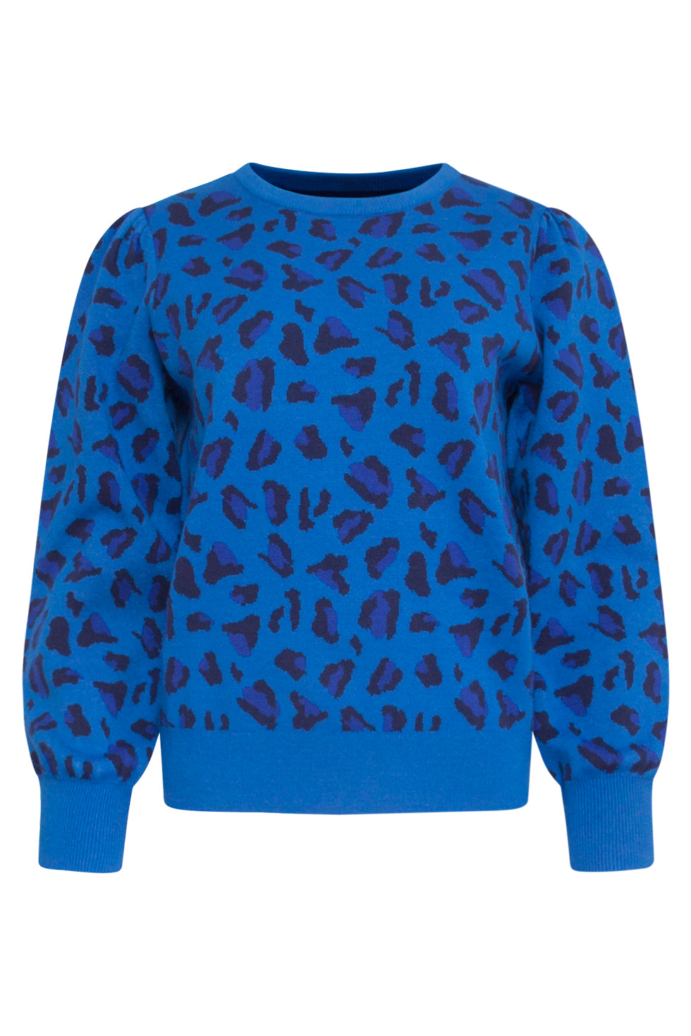 23834 Dierenprint Top In Kobalt Met Ronde Hals