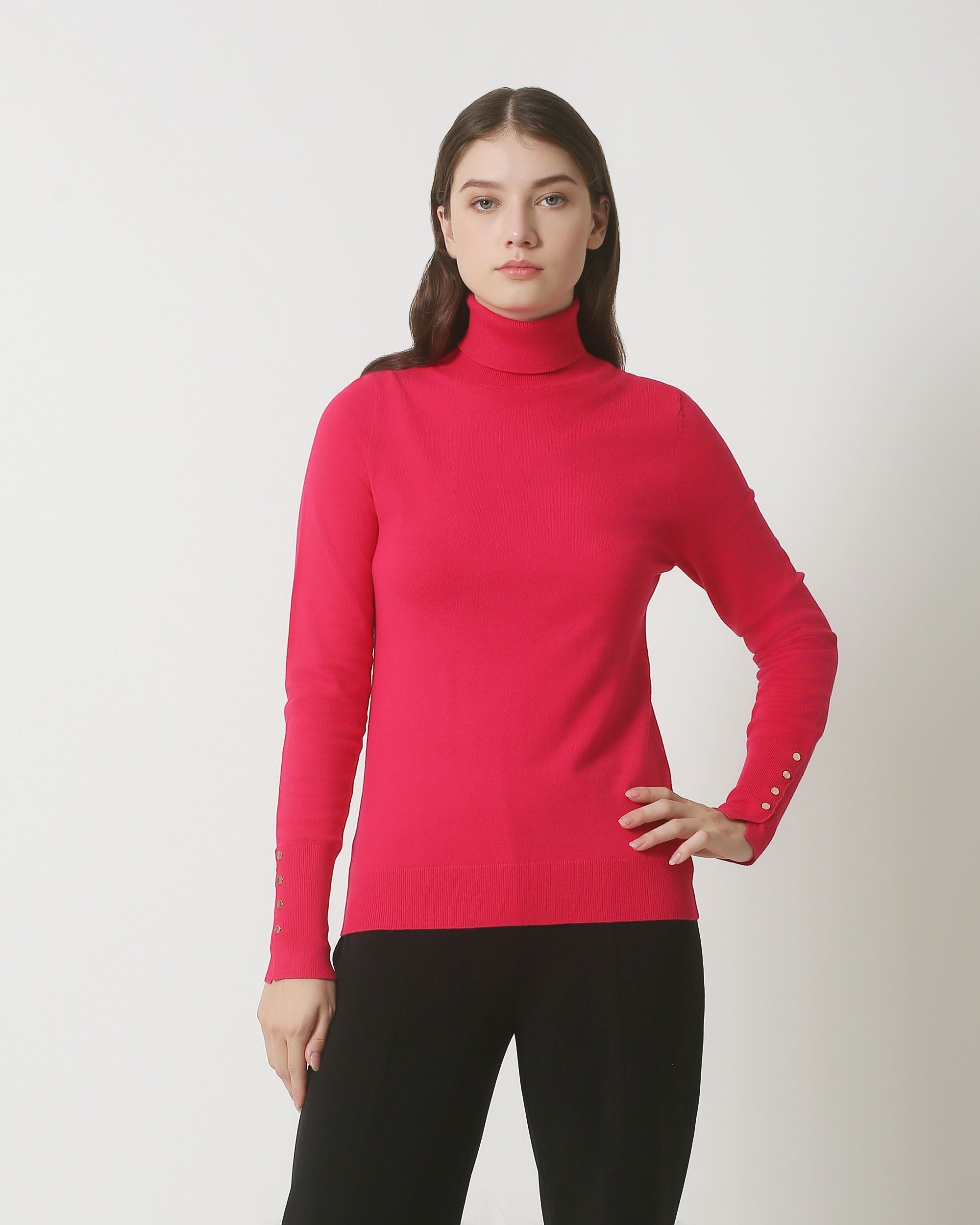 23836 Roze Turtle Neck Top