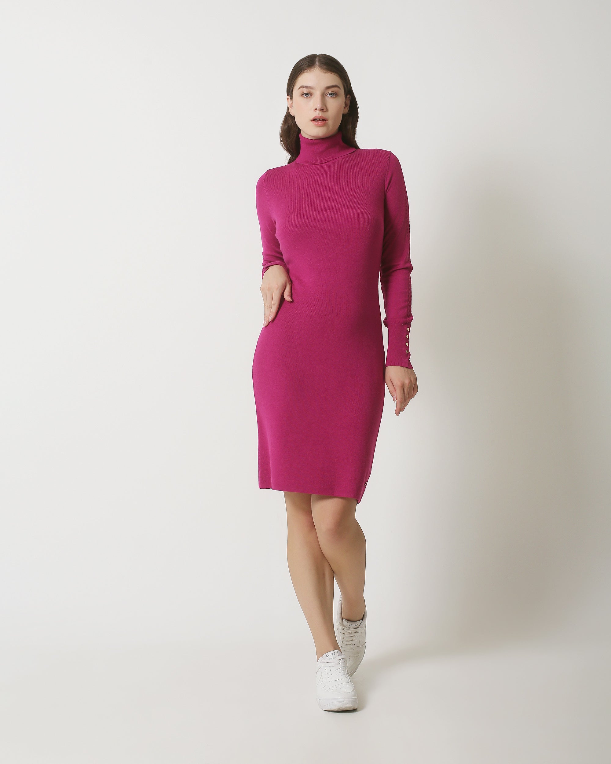 23840 Paarse Turtle Neck Jurk