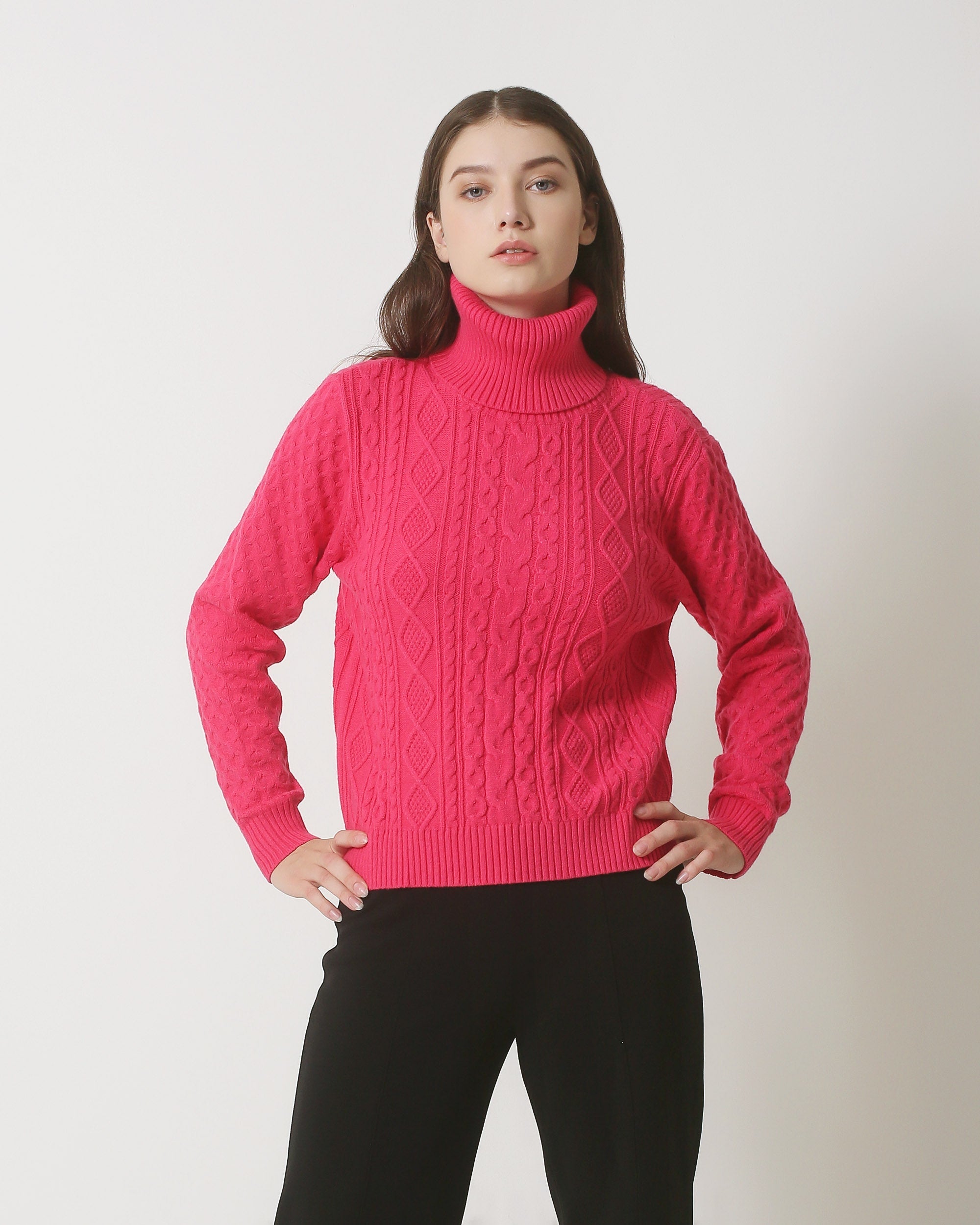 23846 Roze Turtle Neck Top