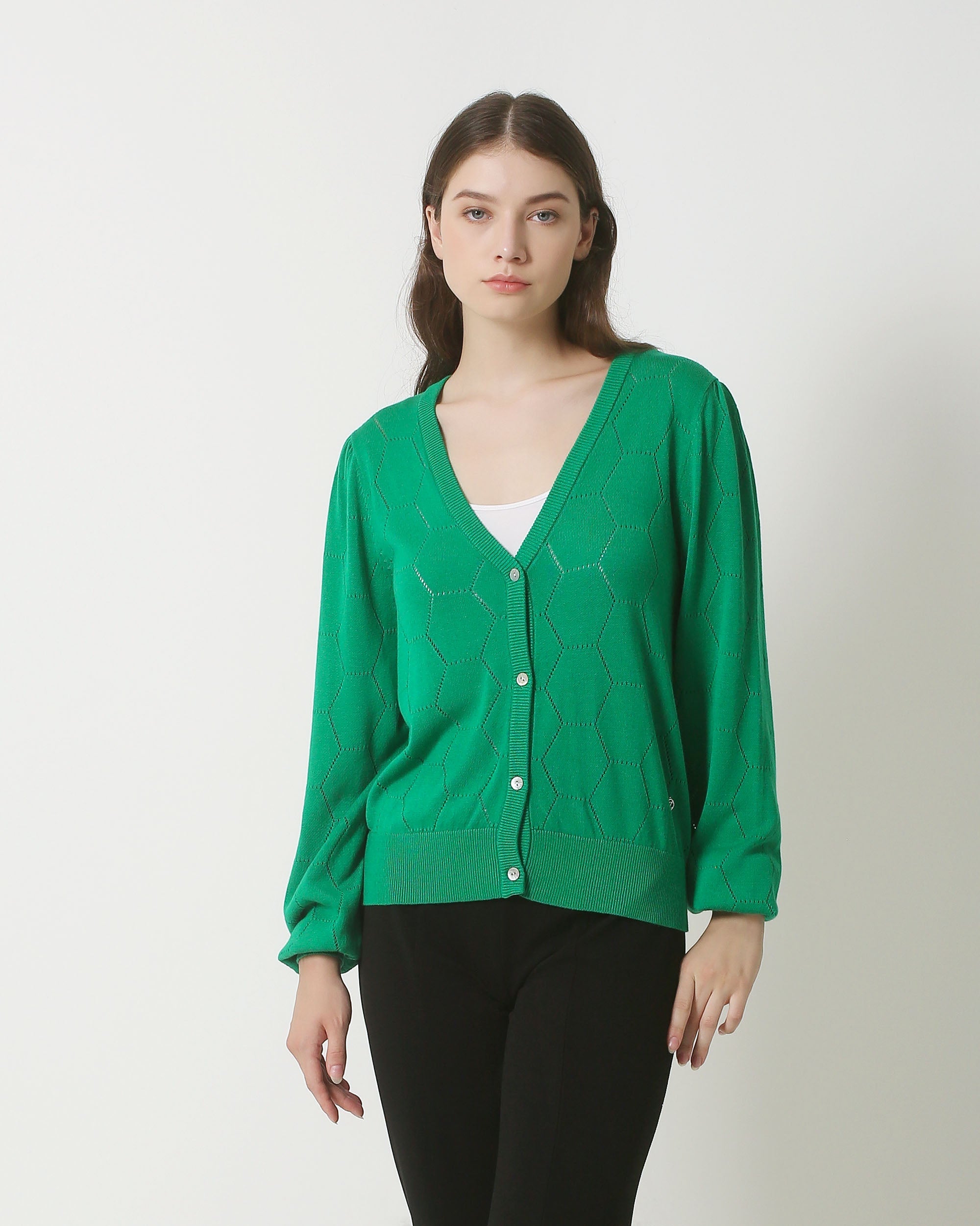 23851 Groene Loose Fit Cardigan