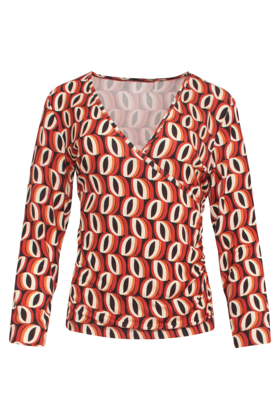 23860 Dames Top Met V-Hals En Tribaalpatroon - Multicolor