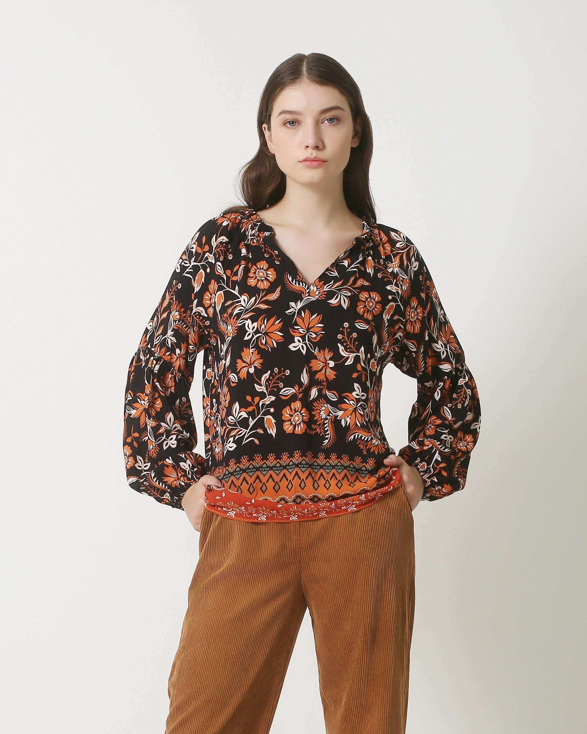 23862 Dames Top In Bloemenprint - Multikleur