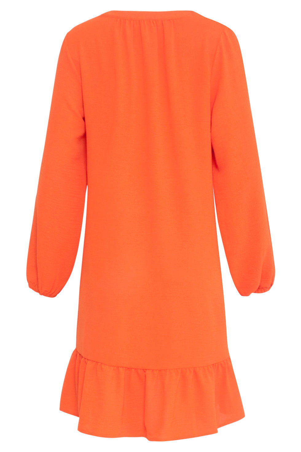 23878 Oranje Winter Jurk Met Lange Pof Mouwen