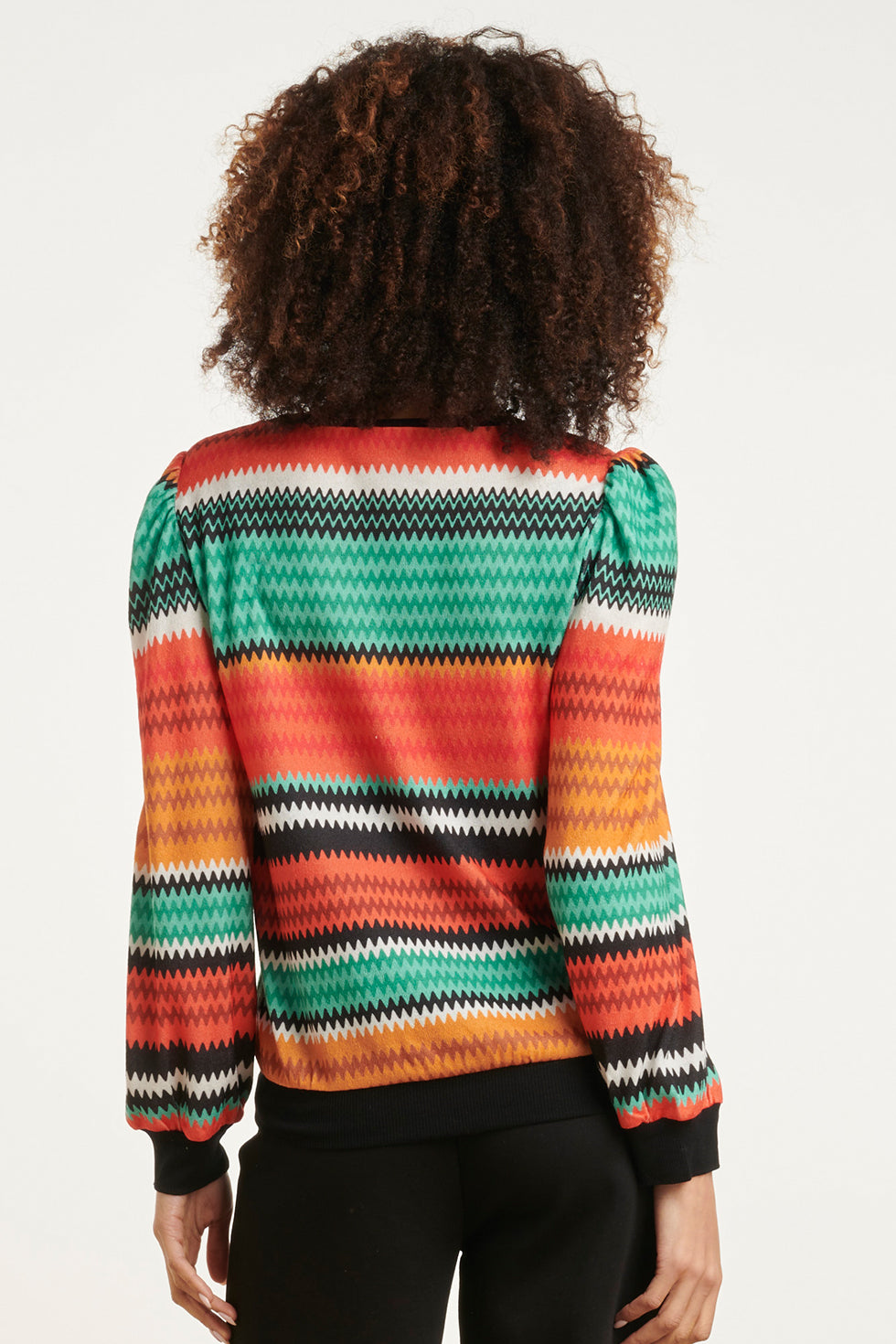 23897 Oranje Multicolor Zigzag Top