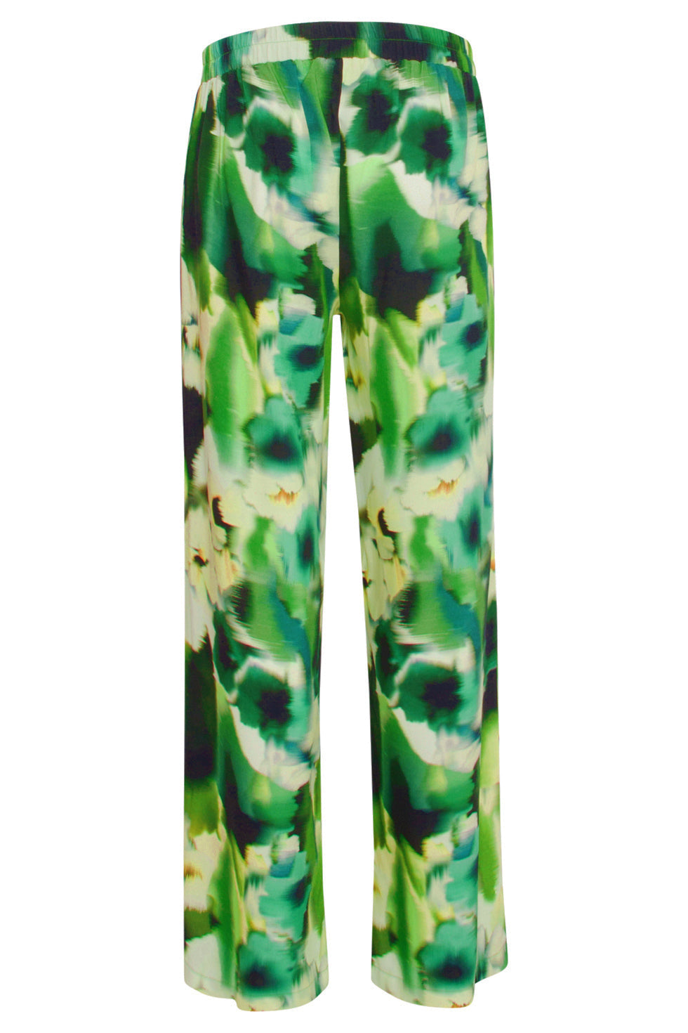 24428 Mashed Lemon Zomer Wijde Broek Met Abstracte Bloemenprint - Groene Tinten