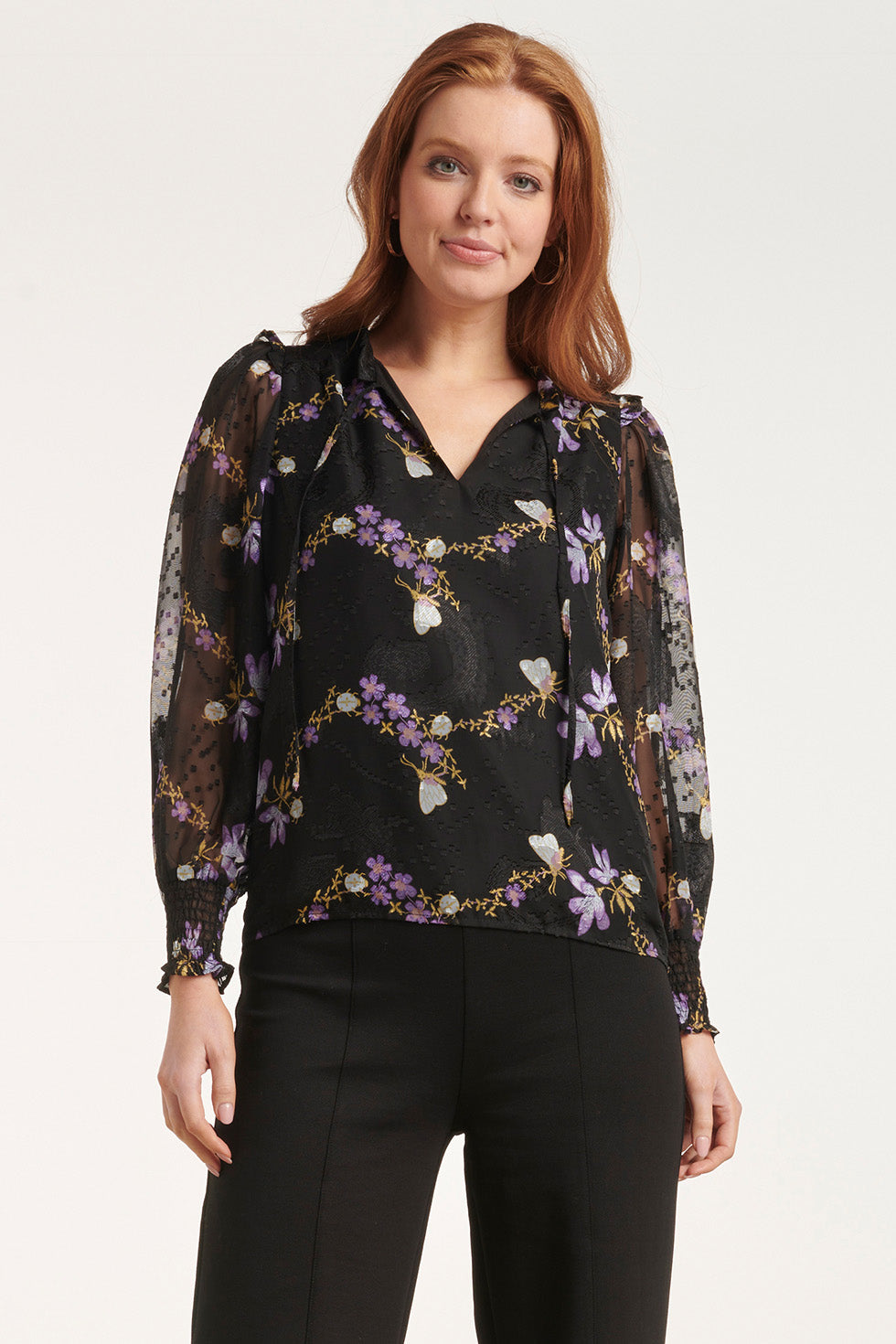 24503 Zwarte Chiffon Top