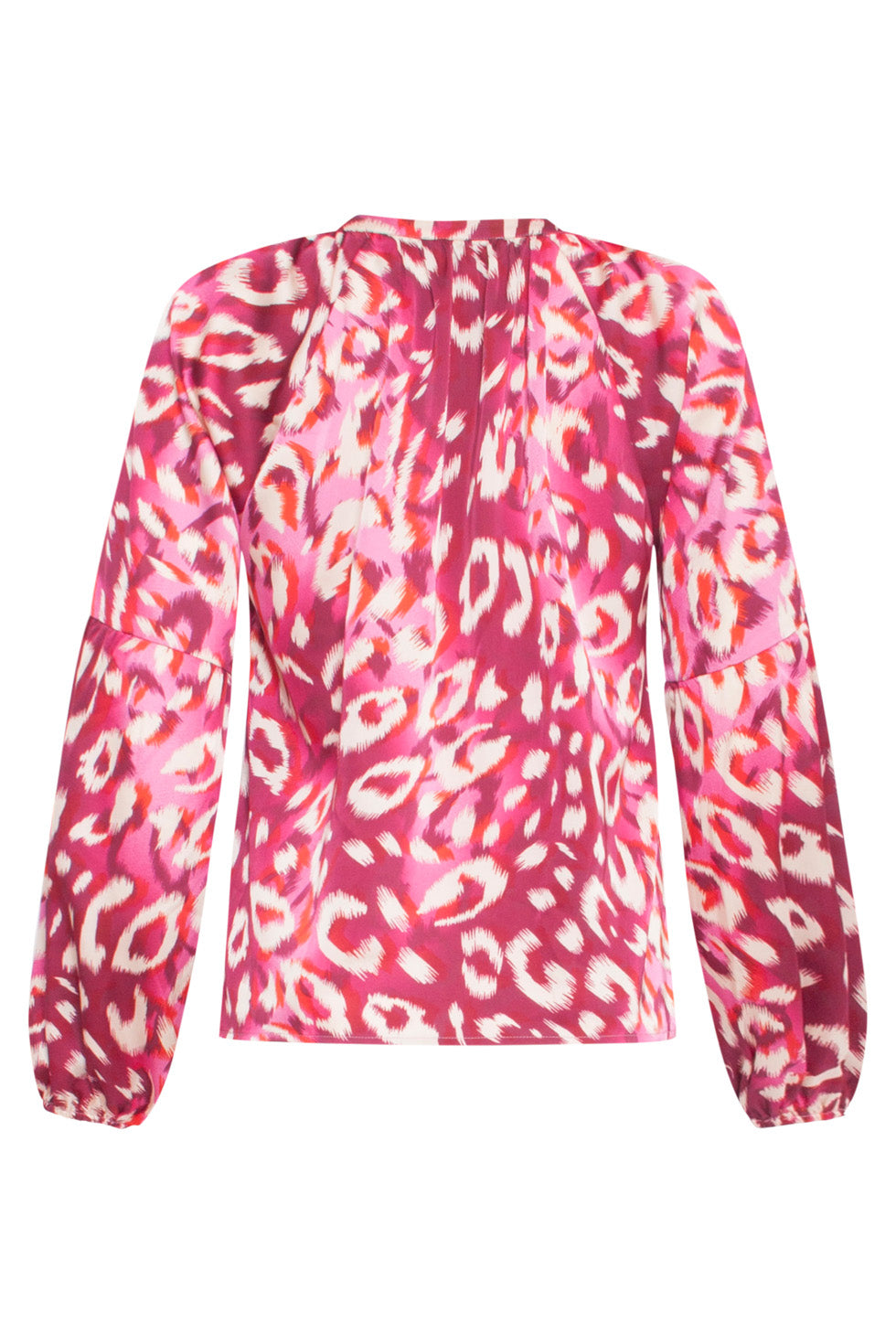 24504 Fuchsia Cheetah Print Satijnen Blouse