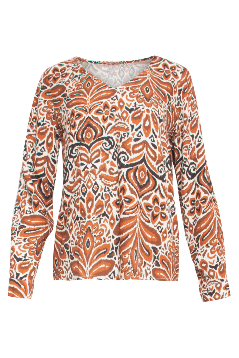 24508 Bruine Paisley Bedrukte Top