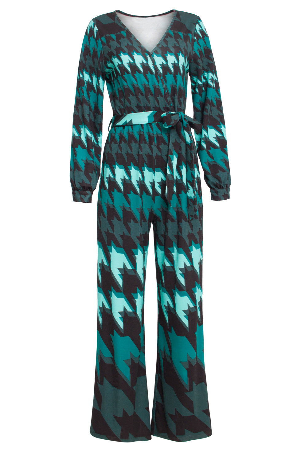 24527 Houndstooth Print Jumpsuit