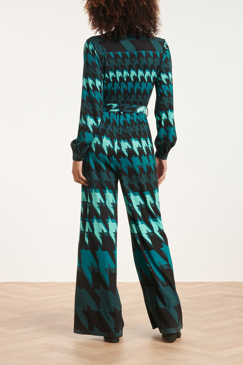 24527 Houndstooth Print Jumpsuit