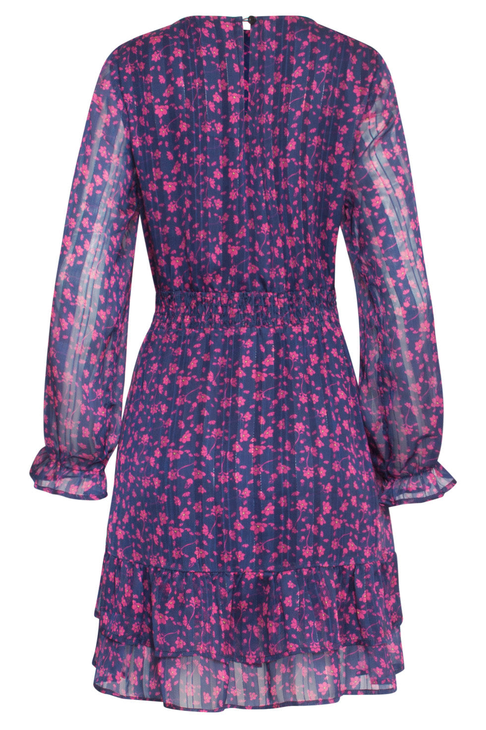 24540 Korte Jurk Met Fuchsia Bloemenprint