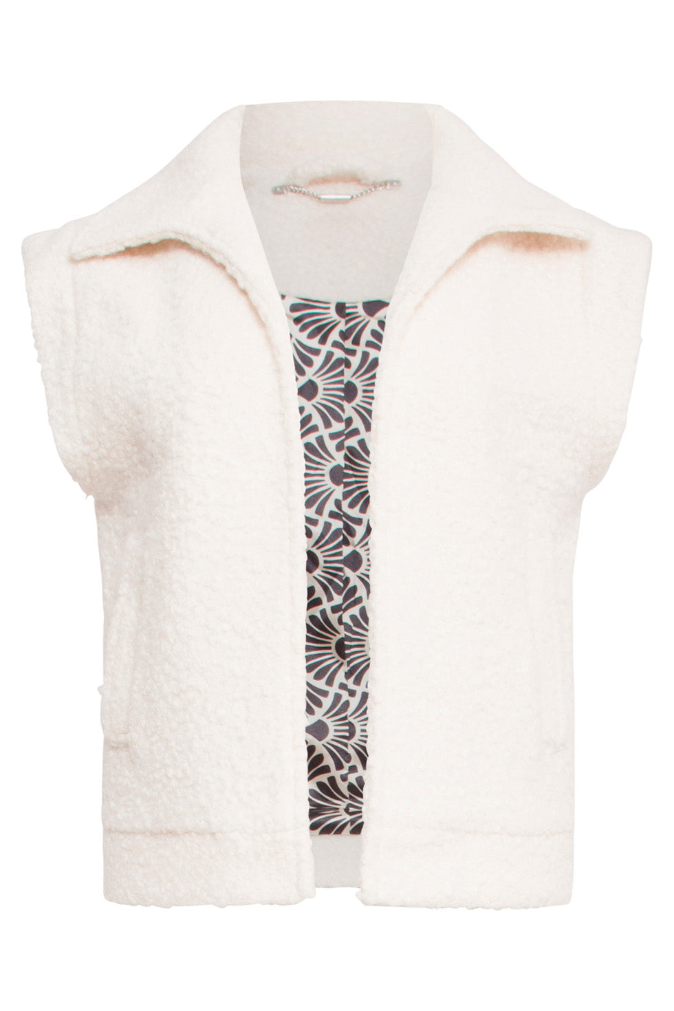 24554 Open Bouclé Gilet In Off-White