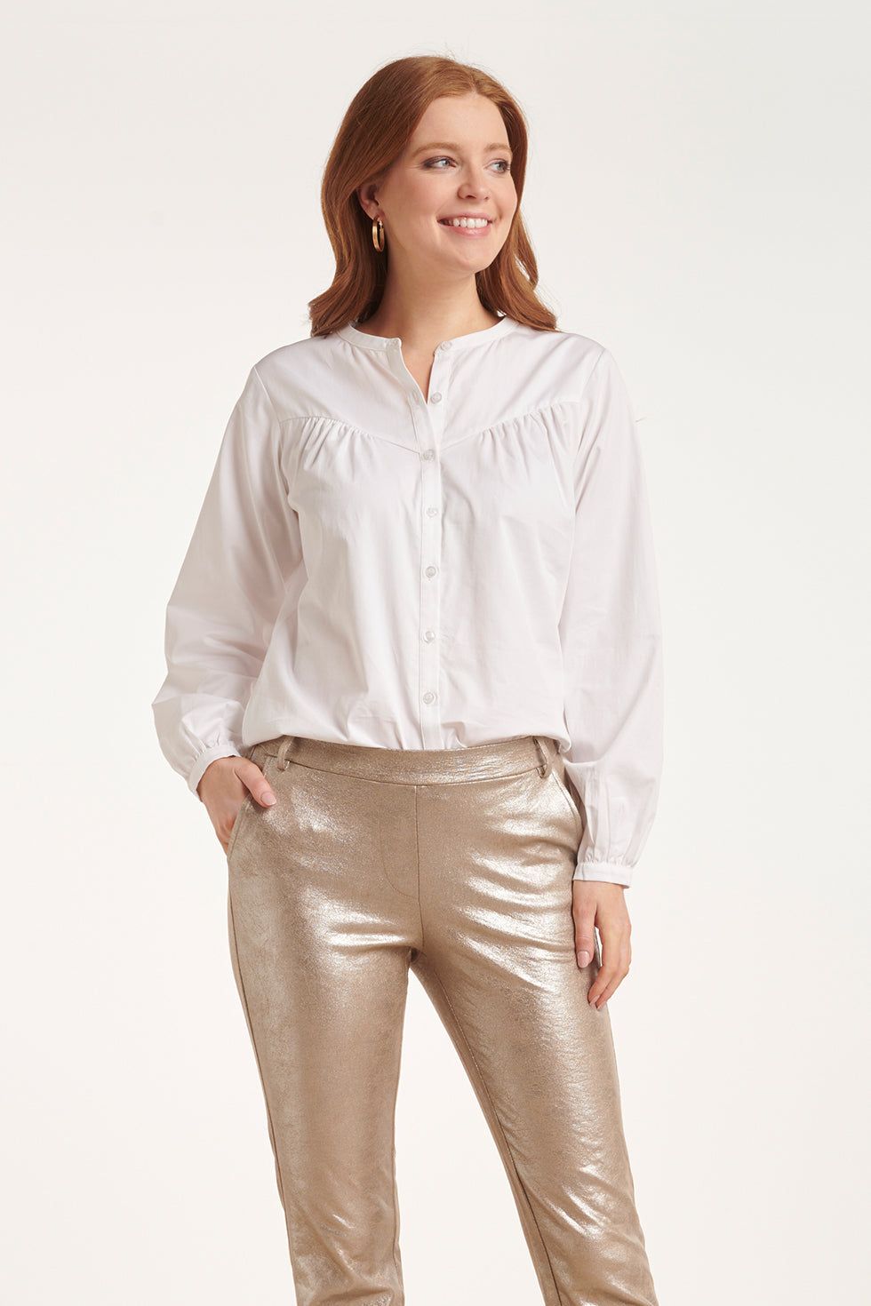 24580 Puffy Sleeve Blouse In Wit