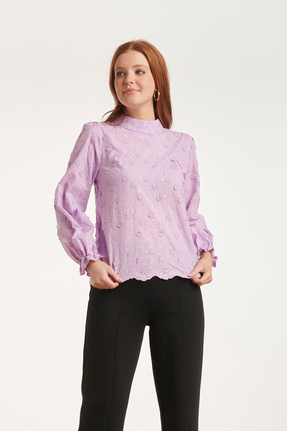 24591 Bloem Textuur Lila Blouse