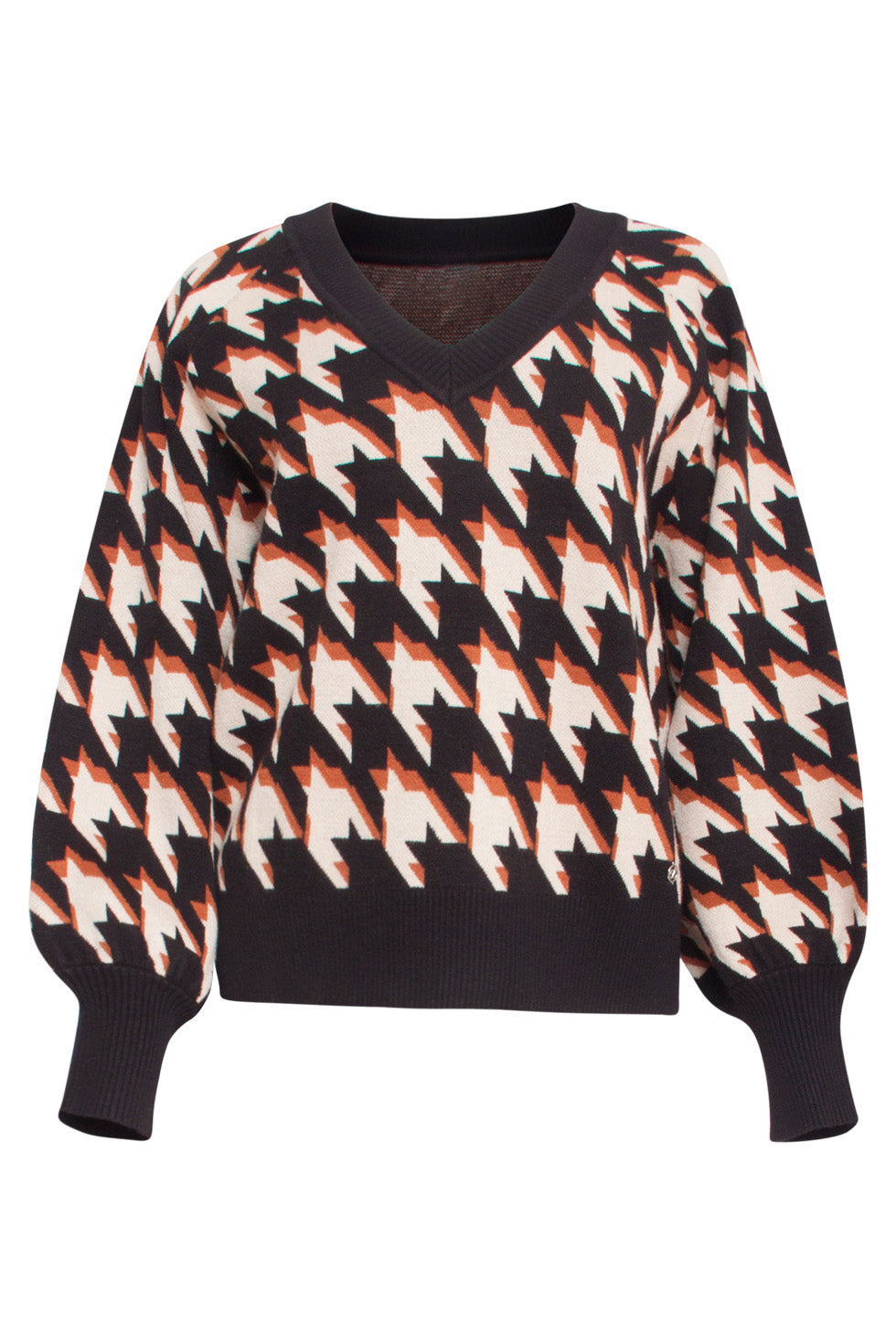 24599 Gebreide Top Met Pied-De-Poule Print