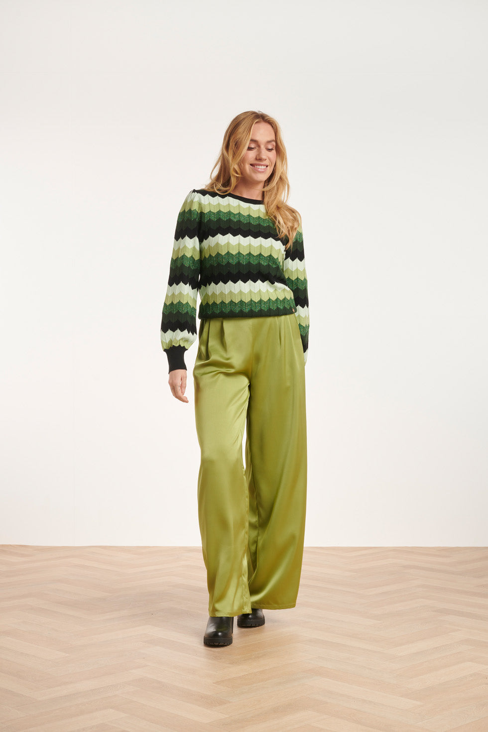 24615 Groene Zigzag Gebreide Top