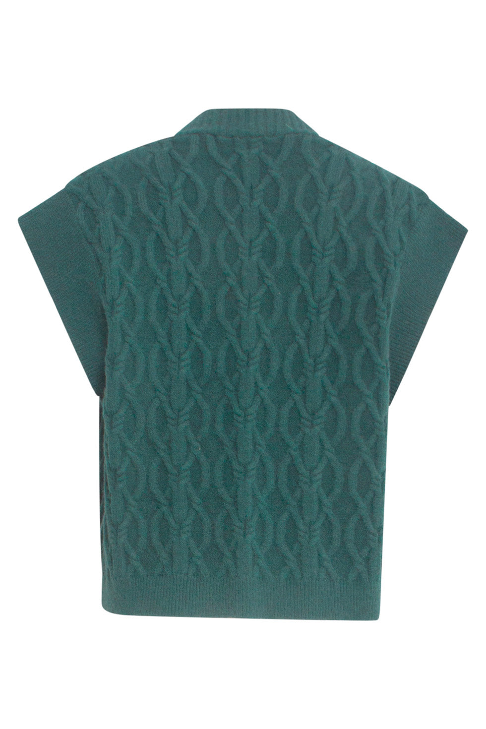 24616 Teal Gebreide Gilet Met Gevlochten Structuur