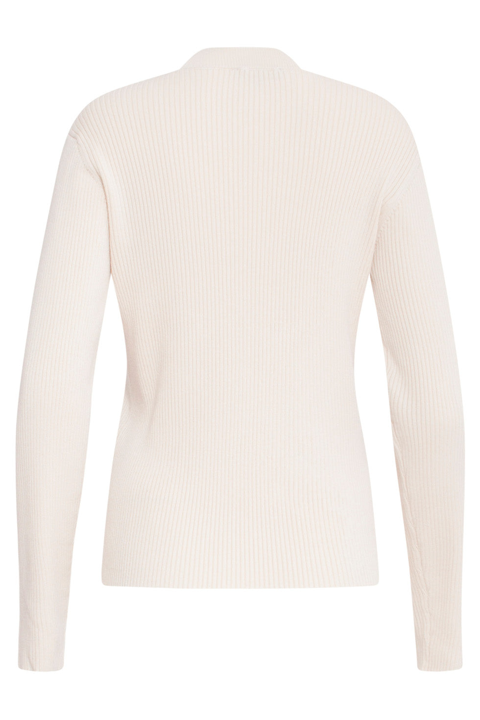 24624 Beige Kleurige Fijngebreide Top Met Ronde Hals