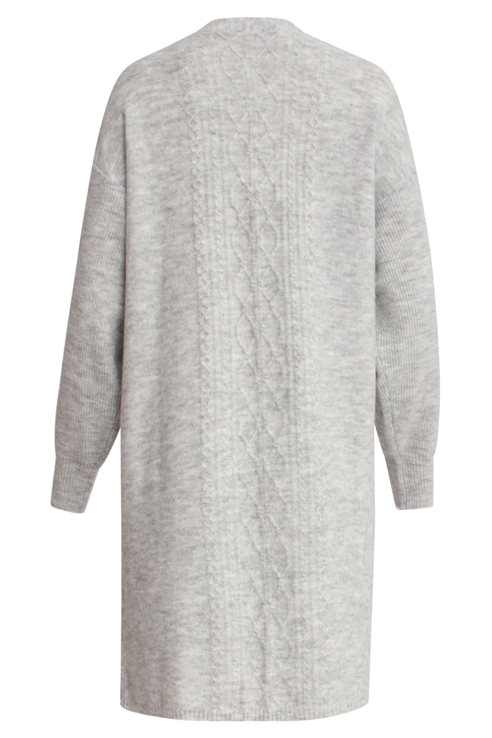 24630 Grijze Oversized Open Cardigan Met Vlechtstructuur