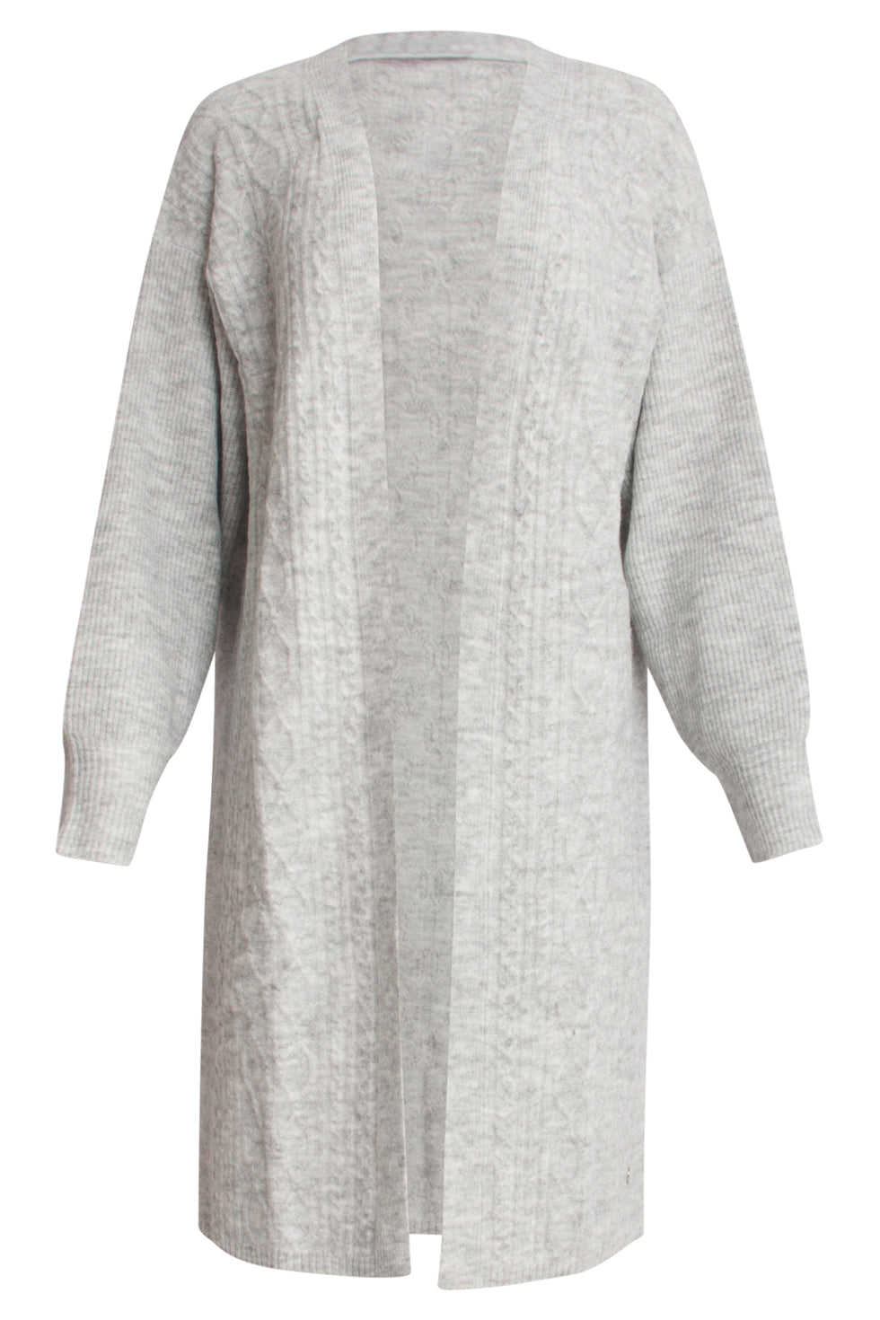 24630 Grijze Oversized Open Cardigan Met Vlechtstructuur