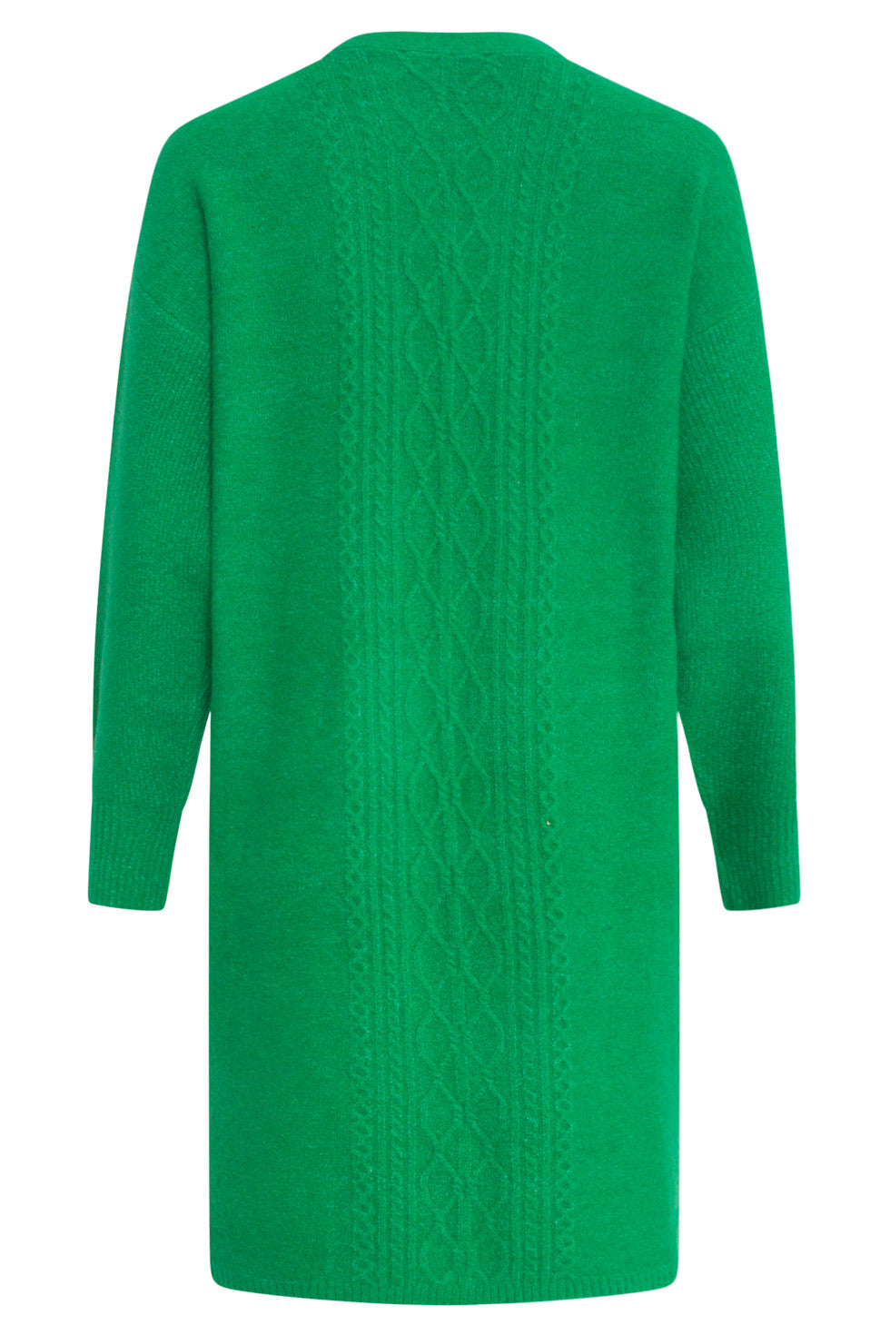 24630 Oversized Open Groene Cardigan Met Vlechtstructuur