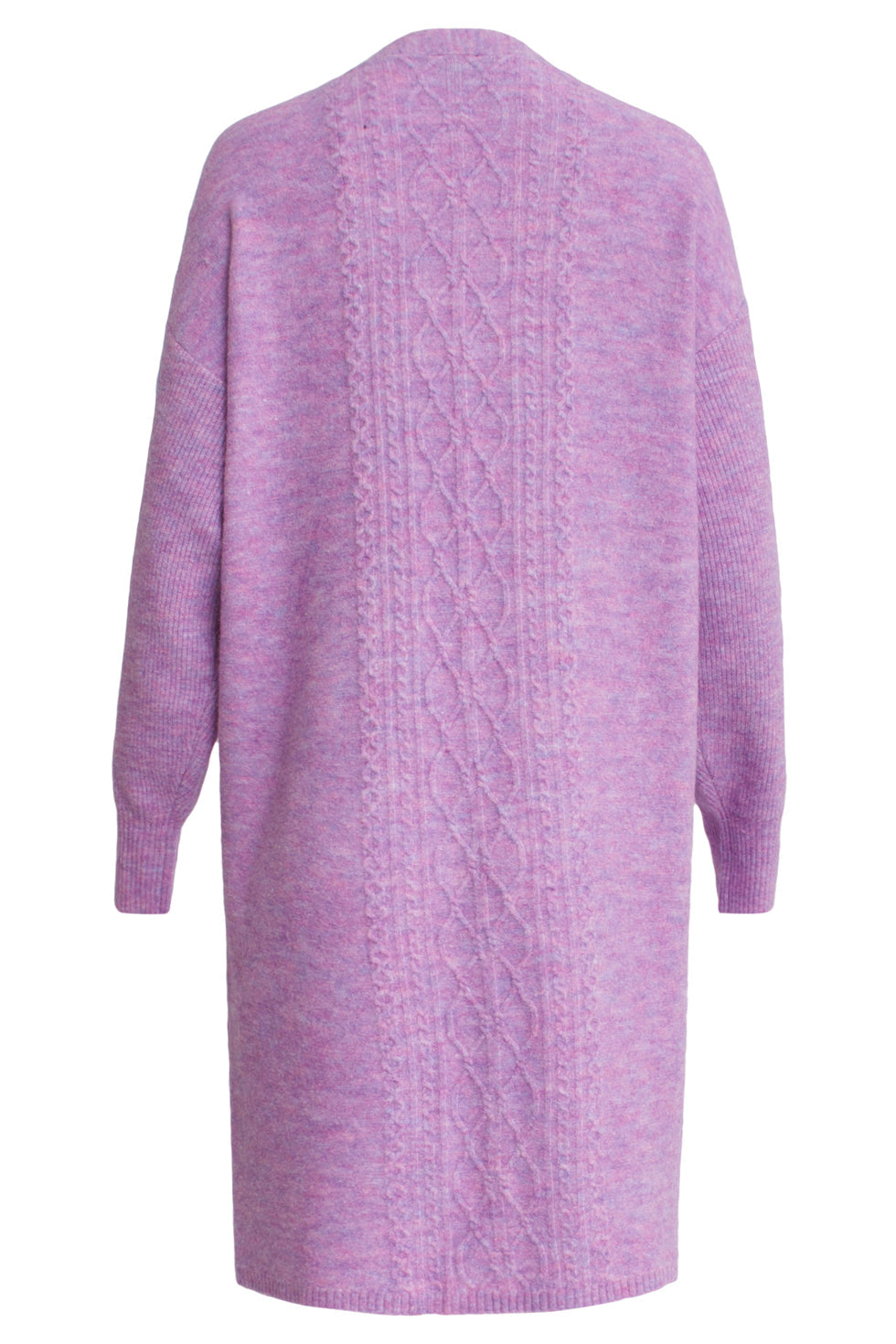 24630 Paarskleurige Oversized Open Cardigan Met Vlechtstructuur