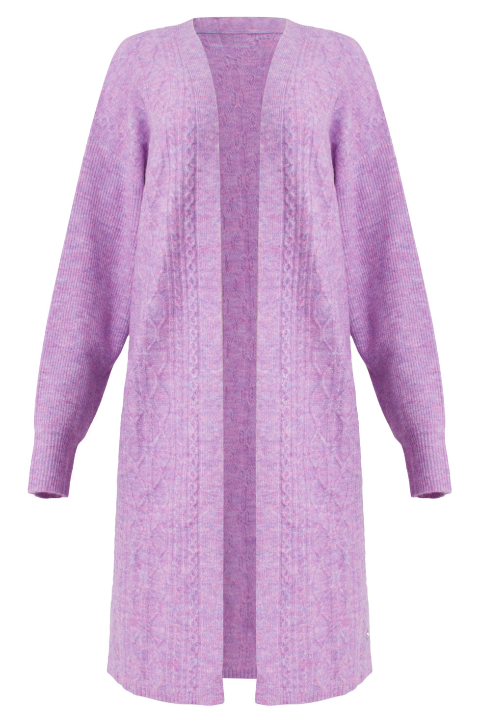 24630 Paarskleurige Oversized Open Cardigan Met Vlechtstructuur