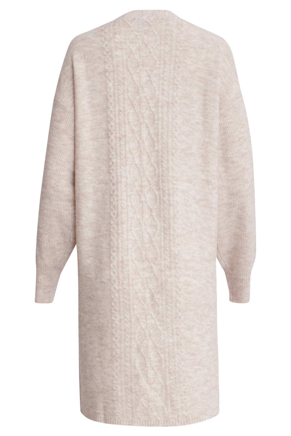 24630 Zandkleurige Oversized Open Cardigan Met Vlechtstructuur