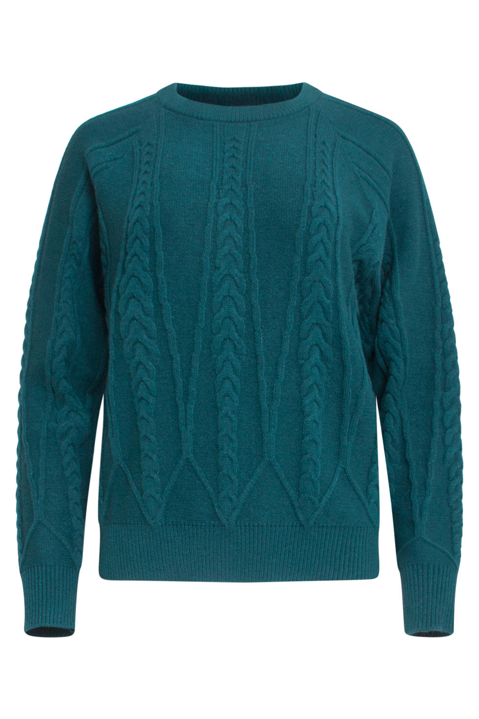 24635 Gebreide Teal Top Met Kabelstructuur